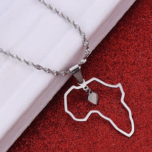 African Heart Necklace Silver